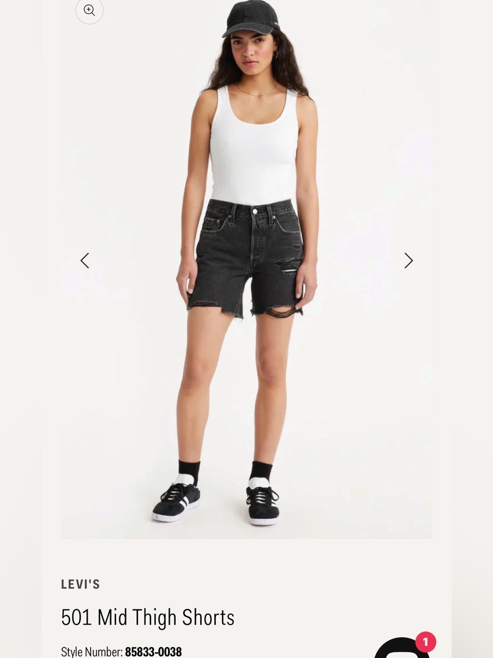Levi's Black Distressed 501 Mid Thigh Jean Shorts 31